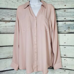Maurices Women’s Blouse XL Pink Long Sleeve Collared Button Down Shirt